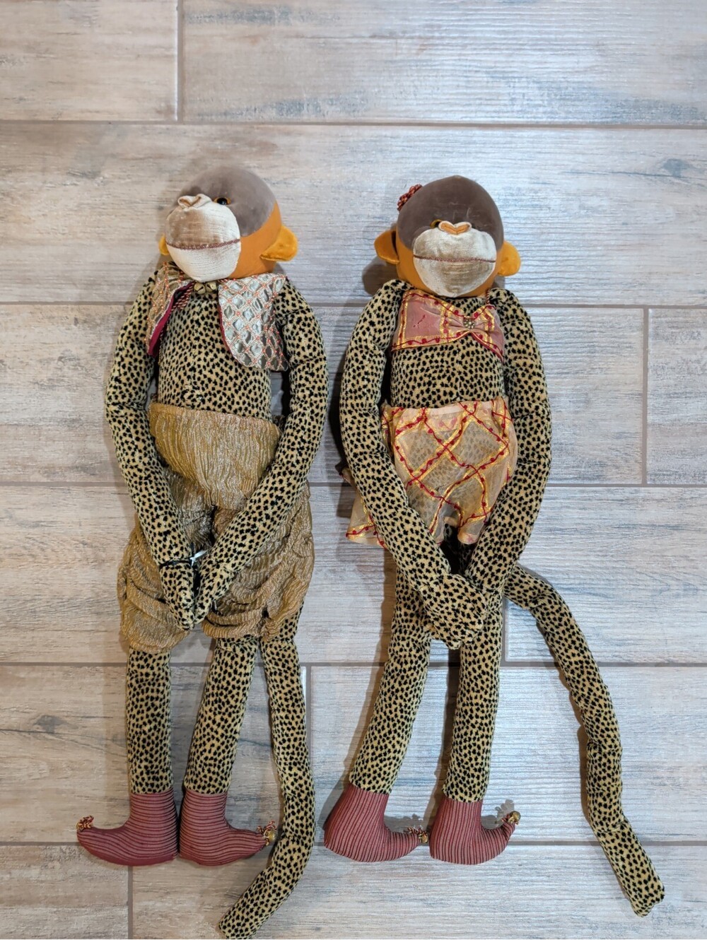 Vtg Sweet Dreams Designer Monkey Male & Female Plush Stuffed Animal Set 29" Read